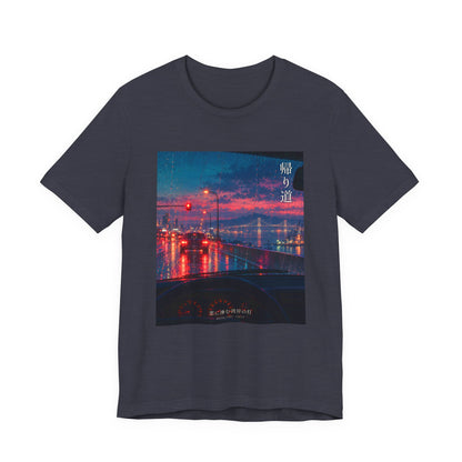 Night Drive — Rain-Streaked Windshield at Red Light Tee