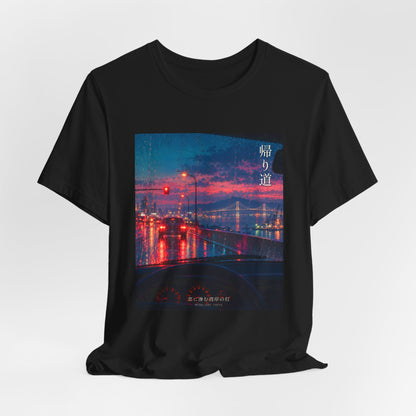 Night Drive — Rain-Streaked Windshield at Red Light Tee