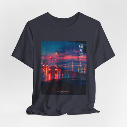 Night Drive — Rain-Streaked Windshield at Red Light Tee