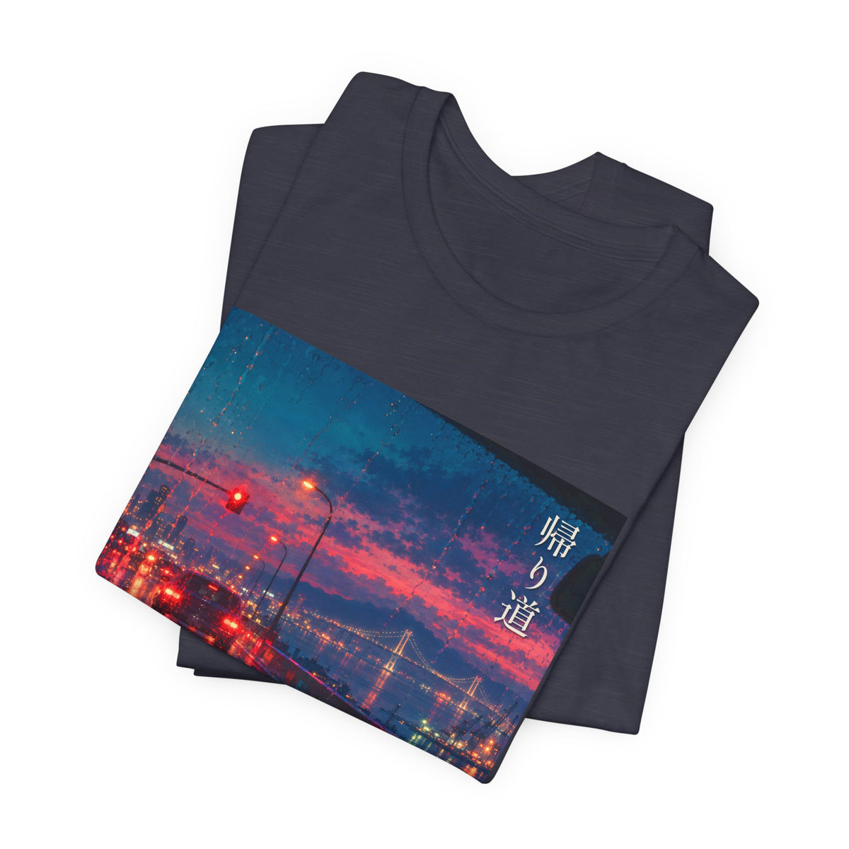 Night Drive — Rain-Streaked Windshield at Red Light Tee