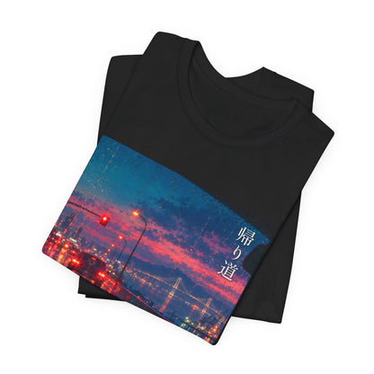 Night Drive — Rain-Streaked Windshield at Red Light Tee